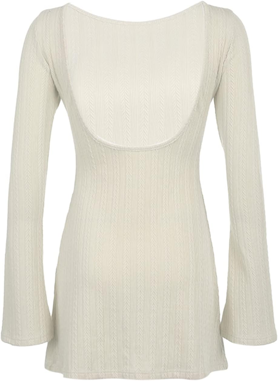 SOLILOQUY Women Gothic Dress Punk Off Shoulder Striped Knit Dress Y2k Fairy Grunge Dress Halloween Dark Academia Clothes - Image 5