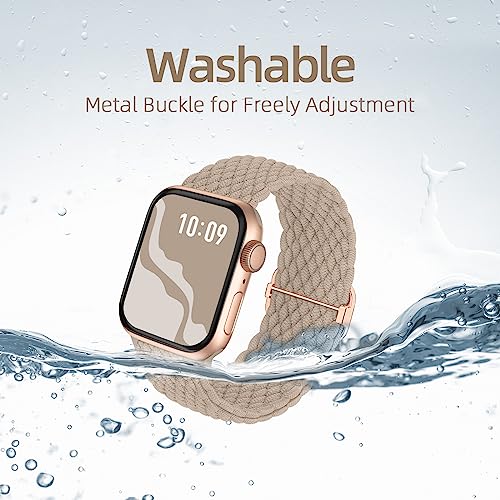 Image of 4 Pack Braided Stretchy Bands Compatible with Apple Watch 40mm 41mm 38mm 42mm 44mm 45mm 46mm 49mm Women Men, Breathable Nylon Elastic Daily Use Straps for iWatch Series 11 /10 9 8 7 6 5 4 3 SE /Ultra 2