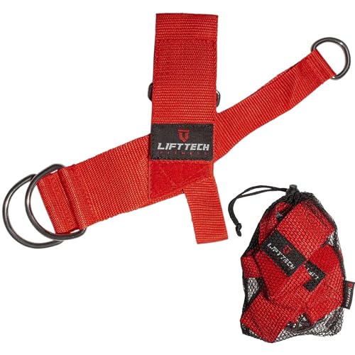 Lift Tech Fitness COMP Foot Harness (Pair of 2) - Adjustable Glute Kickback Ankle Strap - Comfortable Cable Ankle Attachments for Gym & Home Workouts - Pair of 2, Red