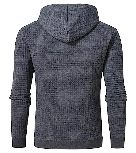 YuKaiChen Men's Hoodies Pullover Casual Plaid Jacquard Kangaroo Pockets Drawstring Long Sleeve Hooded Sweatshirts2