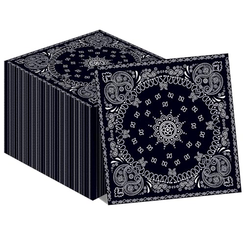 40Pcs Black Bandana Paper Napkins Western Cowboy Lunch Dinner Tableware Disposable Dessert Napkin Set for Rodeo Wild West Birthday Baby Shower Party Supplies Decoration,6.5 x 6.5 inch