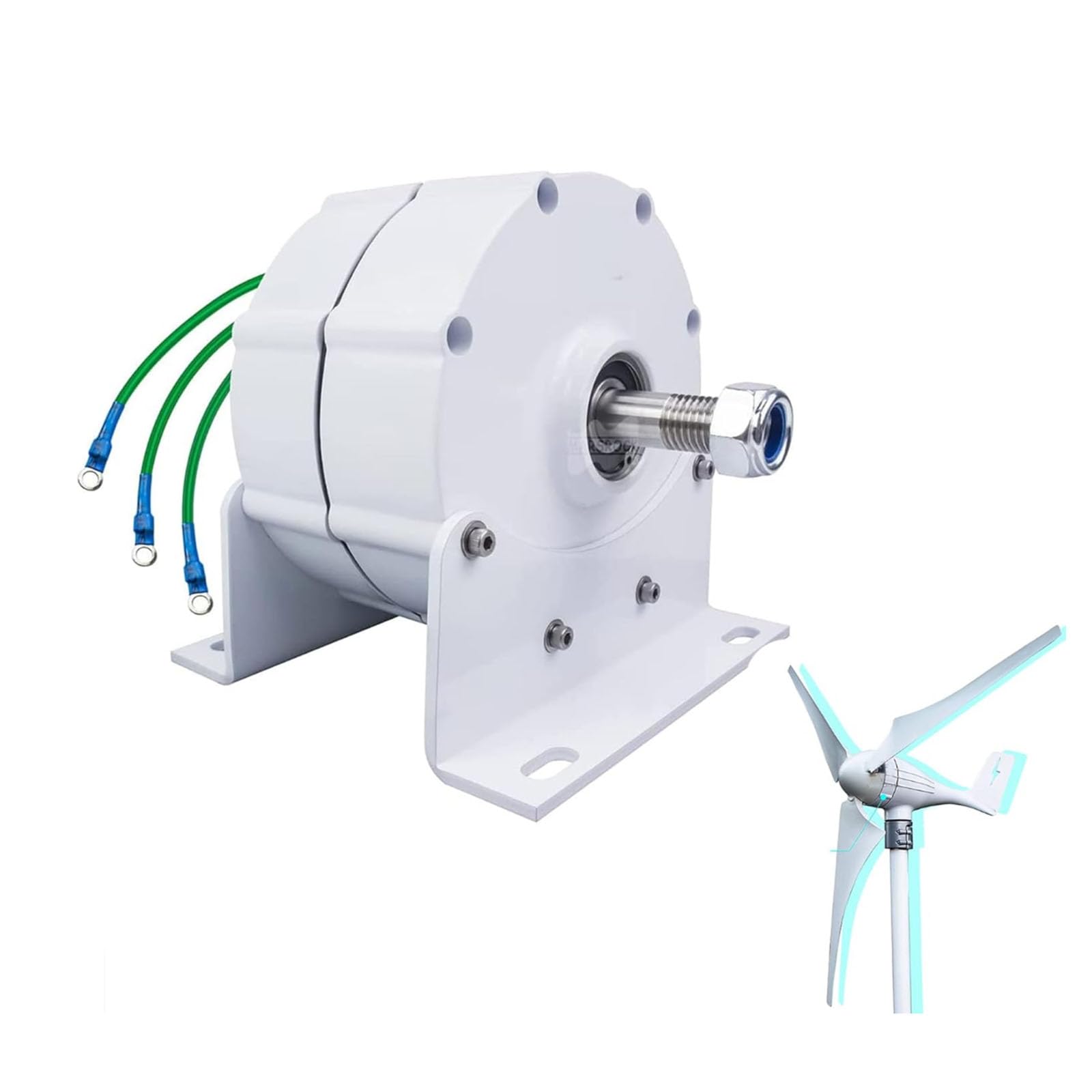 HYZHANHONG 12000W 3 Phase Gearless Permanent Magnet AC Alternators12v 24V 48V220V Low Speed AC Alternator Generators for Wind Turbine Water Turbine(With Base),24V,White,24V