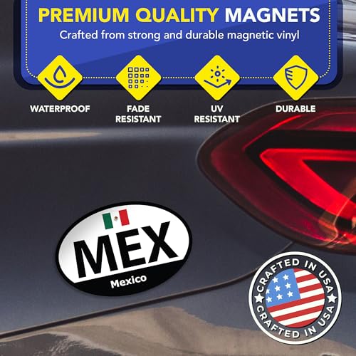 Image of Magnet Me Up MEX Mexico Euro Car Magnet - 4x6 Inch Oval Magnetic Decal for Cars, Trucks & SUV, Weatherproof Full-Color UV Printed, Vinyl Magnet Accessories for Fridge and Locker, Made in The USA