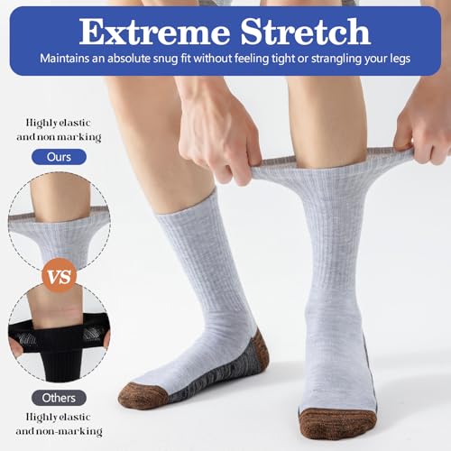 5 Pairs Stretchy Men's Crew Socks, Work Socks with Reinforced Toe&Heel, Arch Support, Terry Cushioning and Absorption3