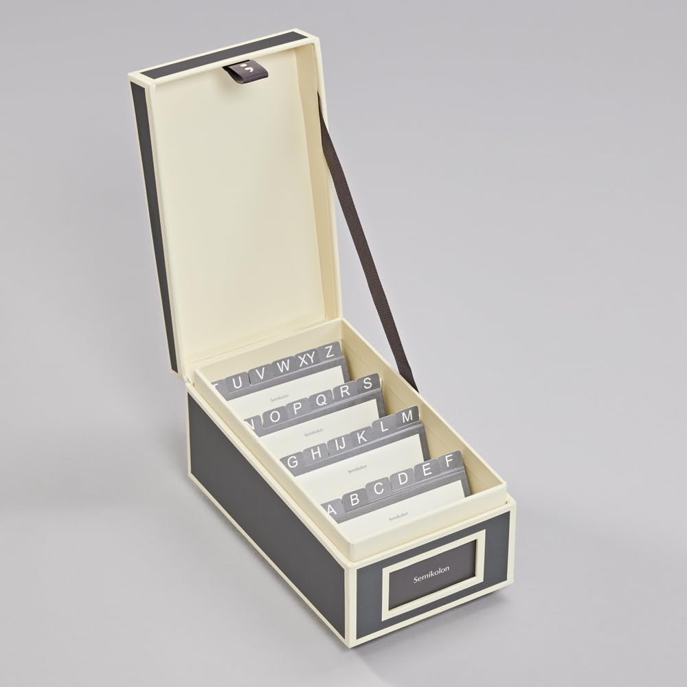 Semikolon 370085 Visitenkartenbox - alphabetisches Register - 10,5 x 18 x 8,3 cm - Business-Card-Box - lava stone grau