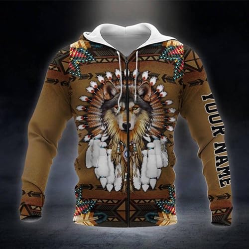 Native American Wolf Hoodies 3D Hoodies for Men Customized Sweatshirts Native American Art Prints Animal Hoodie3