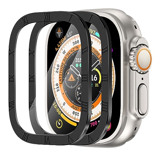 SWUU 2 Pack Screen Protector for Apple Watch Ultra 4/3/2/1 49mm,S4 Black