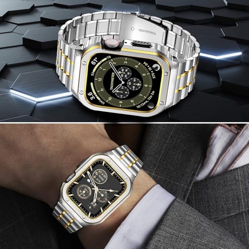 Image of MioHHR Stainless Steel Band with Case for Apple Watch Bands 41mm /40mm /38mm