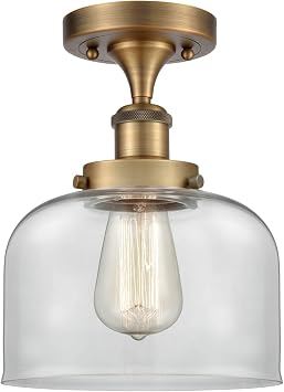 Innovations 916-1C-BB-G72 Transitional One Light Semi-Flush Mount from Ballston Collection in Brass Finish,,13.00x8.00x8.00