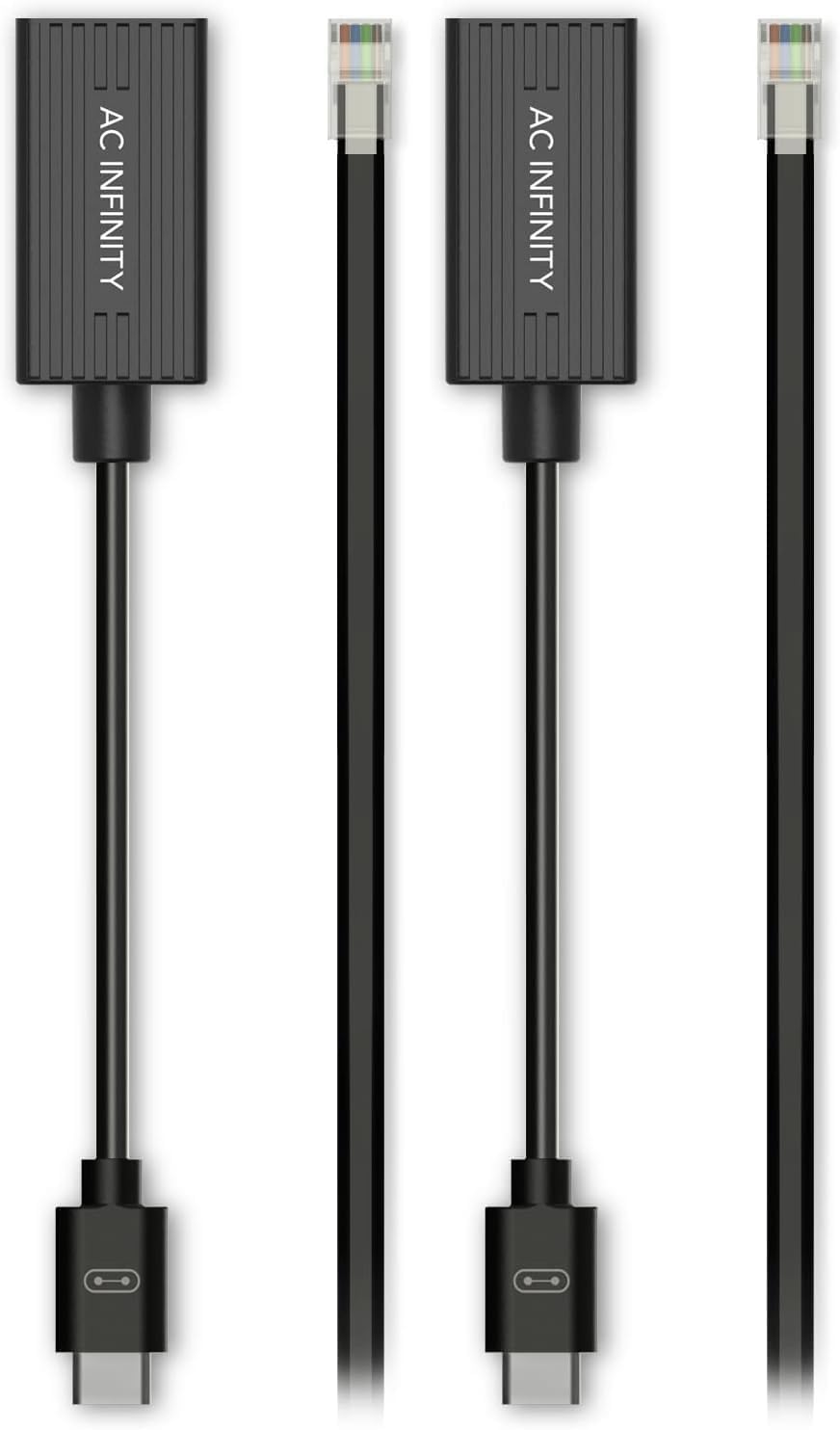 AC Infinity RJ11/12 to UIS Port Type-A Adapter Dongle, Conversion Cable Cord with Extension Cable for RJ11 RJ12 Grow Lights with PWM and 0-10V Current Sourcing Dimming (Pack of 2)