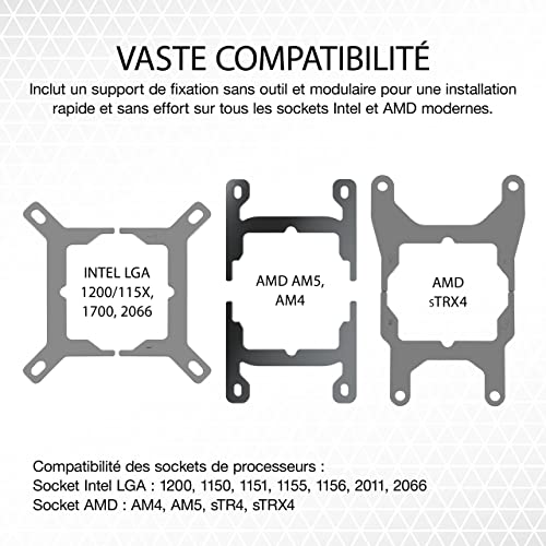 Corsair iCUE H150i ELITE CAPELLIX XT Refroidisseur de CPU Liquide - Trois Ventilateurs AF120 RGB ELITE - Radiateur 360mm - Intel® LGA 1700, 1200, 115X, 2066, AMD® AM5, AM4 - Blanc