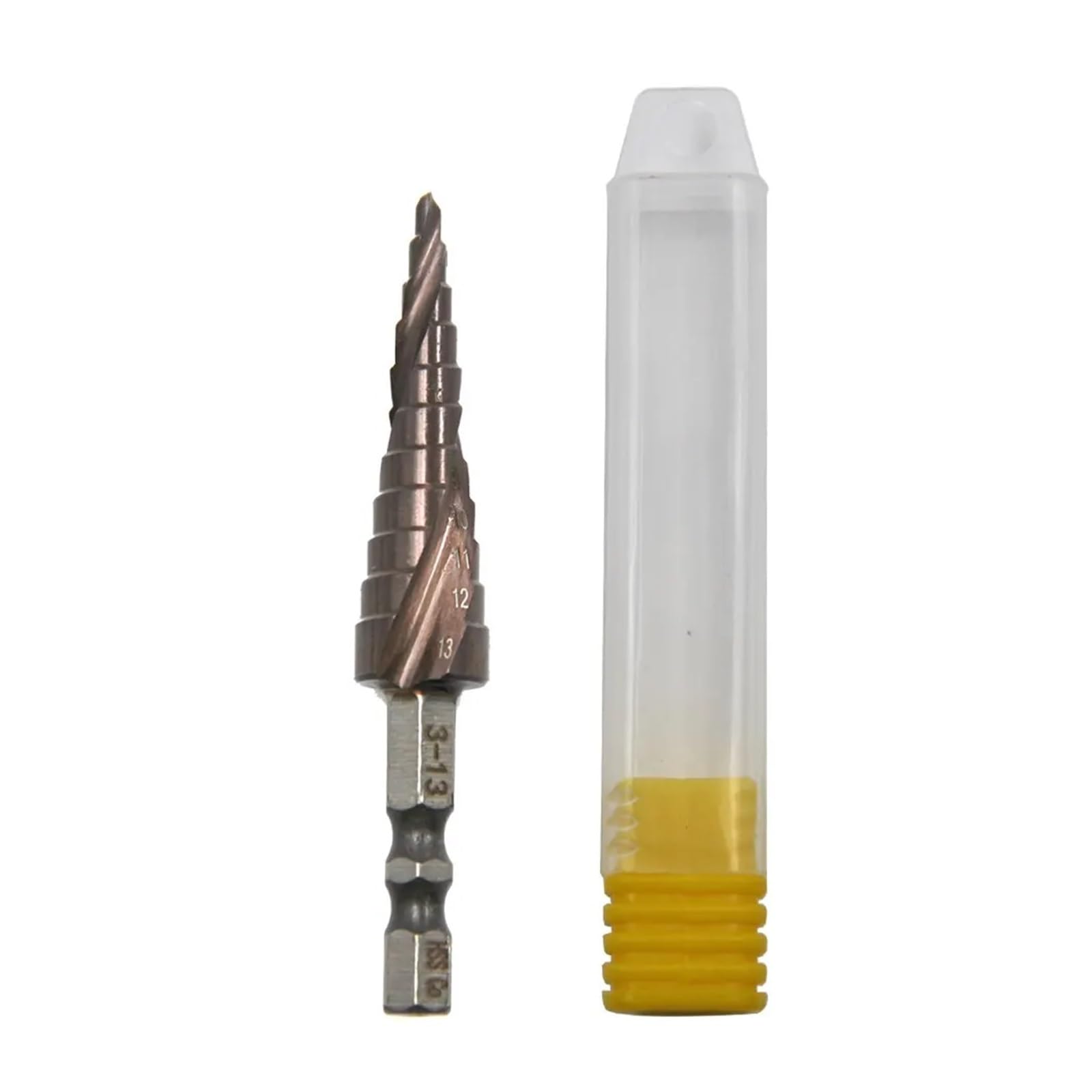 Broca espiral escalonada, Taladro escalonado con espiral hexagonal M35 de 3 y 13 mm con cobalto