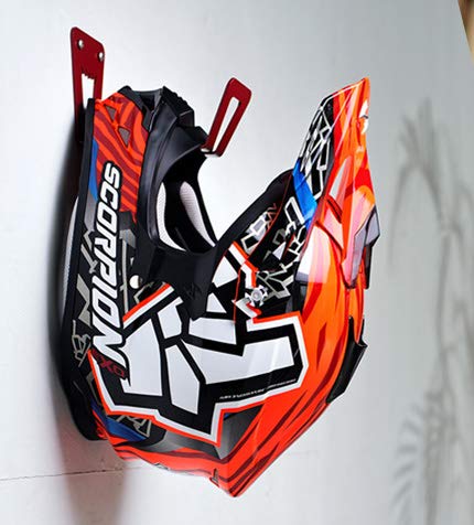 BESTUNT Motorcycle Helmet Display Holder - Mount Hanger Storage Rack | Mount on Wall Accessories | Red