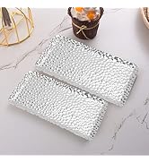 Hammered Silver Tray, Silver Tray, Tray Exquisite Stainless Steel Serving Tray for Living Room Be...