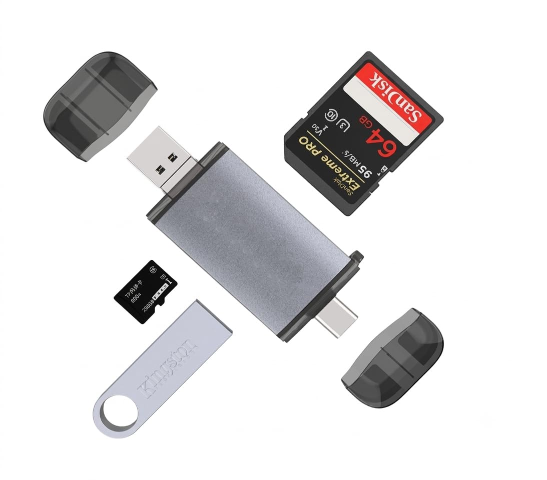 6 in 1 with OTG, SD Card Reader, USB Type C, USB 3.0 and Micro USB, for Memory Card | Portable Card Reader | Compatible with TF, SD, Micro SD, SDHC, SDXC, MMC, RS-MMC, Micro SDXC-image-18