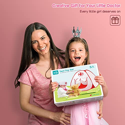 31Pcs Doctor Kit for Kids with Electronic Stethoscope, Toddlers Pretend Play Medical Kit, Educational Role Play Doctor Toys Set w/ Doctor Tent