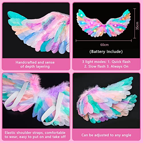 Tacobear Unicorn Costume For Girls 3-12 Years Rainbow Tutu Princess Dress Led Light Up Wing Headband Wand Pretend Play Toy Accessories Kids Little Girls Birthday Halloween Cosplay Outfit Dress Up Set #TOP4