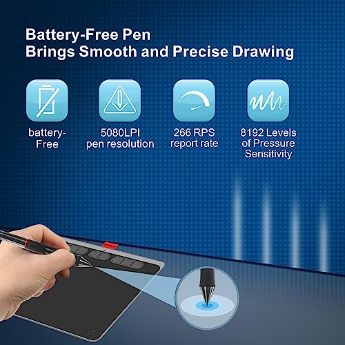 Graphics Drawing Tablet, Acepen 9x6 inch Drawing Tablet with Battery-Free Stylus, 8192 Pen Pressure, 8 Hot Keys, Digital Art Tablet for Drawing, Design, Teaching, Work with Mac, Computer, PC & Mobile