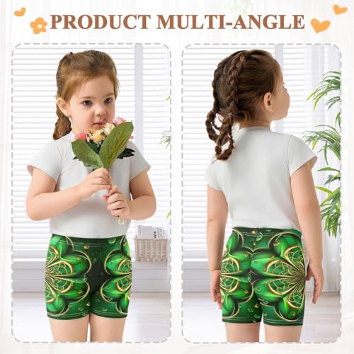 St Patricks Clover Golden Girls' Biker Shorts Toddler 4t Under Shorts for Dresses Cotton Little Girl4
