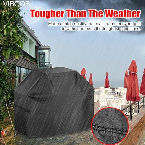 LEESITEC Barbecue Cover,BBQ Grill Cover,Waterproof Heavy Duty Outdoor Gas Grill Protection Cover,Rip-Proof Dust-proof Anti-UV Fade Resistant with Drawstring Cord and Storage Bag 58 inch-Black - View 7