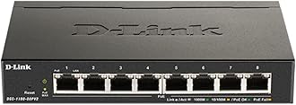 D-Link DGS-1100-08PV2 - 8-Port Gigabit PoE Smart Managed Switch with 8 PoE Ports, 64W PoE power budget, 802.3af/at, VLAN support, layer 2 features, QoS, 802.3az EEE, Fanless