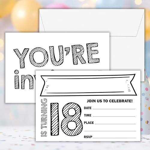 Invitation 18e anniversaire chic pour votre soirée de fête entre amis E05
