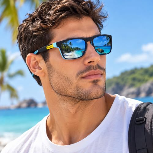 Buy Dervin Retro Square Polarized Sunglasses Blue - Image 5