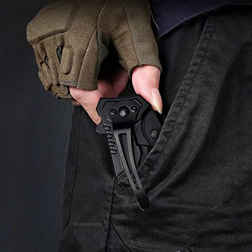 Pocket Knife For Men, Edc Folding Knives With Clip, Glass Breaker, Seatbelt Cutter For Emergency, Cool Pocket Knife With Serrated Blade For Outdoor Survival Tactical Camping Hunting, Gifts For Dad #TOP6