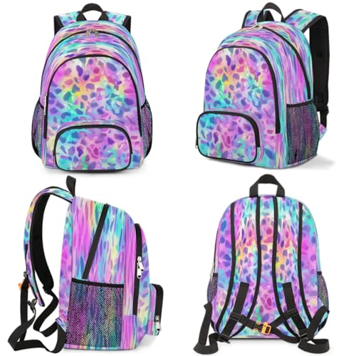 Sac à dos imprimé léopard coloré XXL pour école et ordinateur - 7