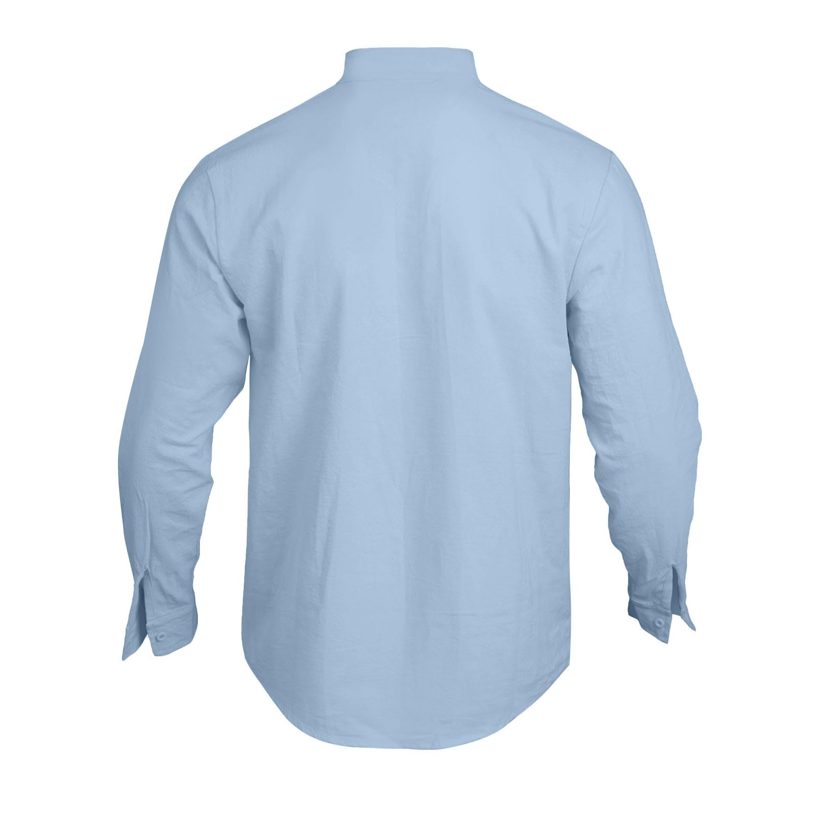 Generico Camicia Uomo Collo Alto Maniche Lunghe in Tessuto di Lino Tinta Unica, Taglio Ampio Indumento Casual per Tutte Le Occasioni