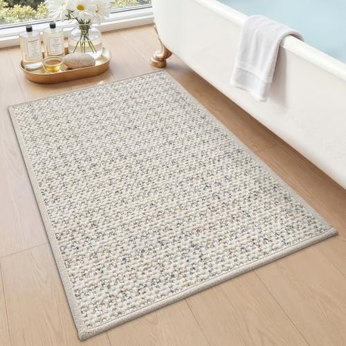 LUMI Ultra Thin Bath Mat with Rubber Backing, 20x32 Low