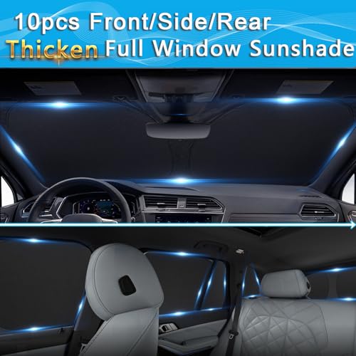 Image of KMF 10pcs Thicken Sun Shades Custom Fit for BMW X5 Accessories 2019-2025 2026, Full Car Window Covers Sunshade for Windshield Side Rear, UV Block Protecting Privacy for Car Camping Blackout Outdoor