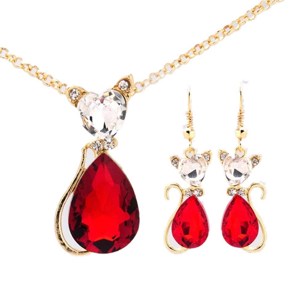 HAPPYLE Gold Plated Necklace Sets for Women Austrian Crystal Necklace Earrings Jewelry Sets Bridal Wedding Accessories