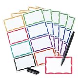 Name Tags Stickers 352 Pcs (3.5 x 2.25 Inches) with Waterproof Marker–Assorted Large Name Tags for Clothes with Colorful Border & Strong Adhesion on Fabric, Paper, Plastic-Ideal for Home & Office
