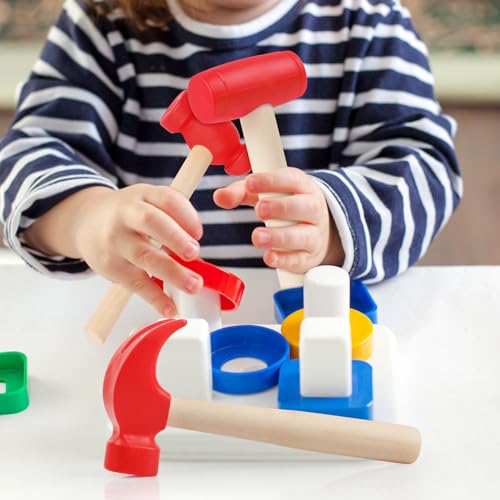 Image of 3pcs Wooden Mallet Toy Hammer Simulation Wooden Hammers Small Plastic Toddler Fake Hammer Portable Maintenance Kids Tools Toys Pretend for Boys Girls