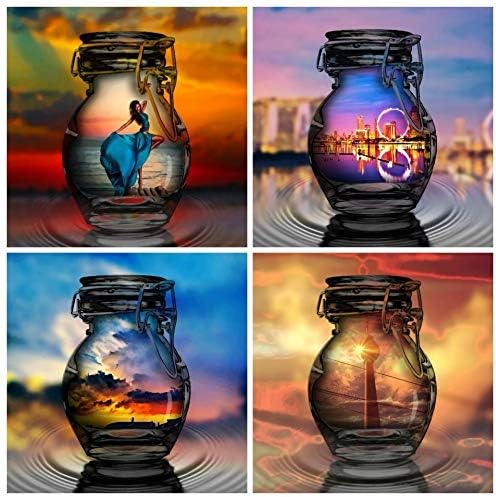 PQXZXX 4 Pack 5d Diamond Painting Kits for Adults Kids Set Sea Full Drill Diamond for Home Wall Decor