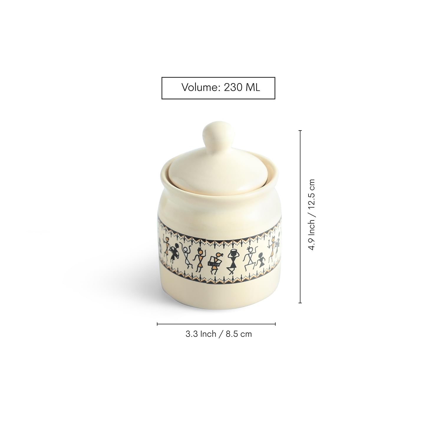 Warli Tales Ceramic Pickle Jars - Handcrafted Indian Decor -6