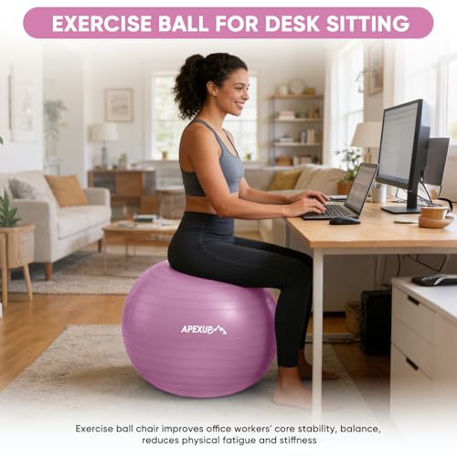 Image of APEXUP Yoga Ball, 660 lbs Anti-Burst Exercise Ball with Pump, 5 Sizes | Anti-Burst, Anti-Slip, SGS Certified, Strengthens Core, Improves Balance & Posture, Boosts Flexibility & Stability