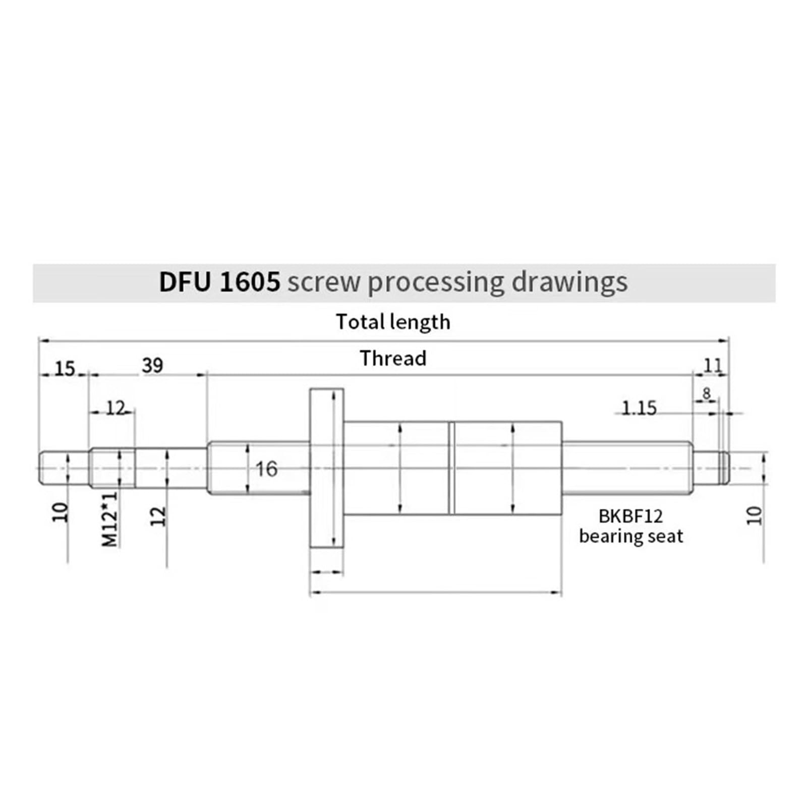 Metal Ball Screw nut end Processing DFU1605 C5 Ball Screw Machined 1605 Ball Screw Roller with Double Ball Nut(650mm)