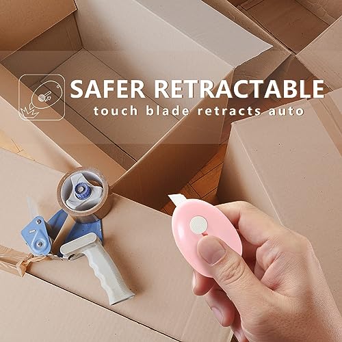 Image of Sonuimy Mini Ceramic Box Cutter with Magnetic, Safety Retractable Cute Small Box Opener Ceramic Blade, Keychain Package Opener Tool for Car Office Work Cardboard -3pcs(Pink White Purple)