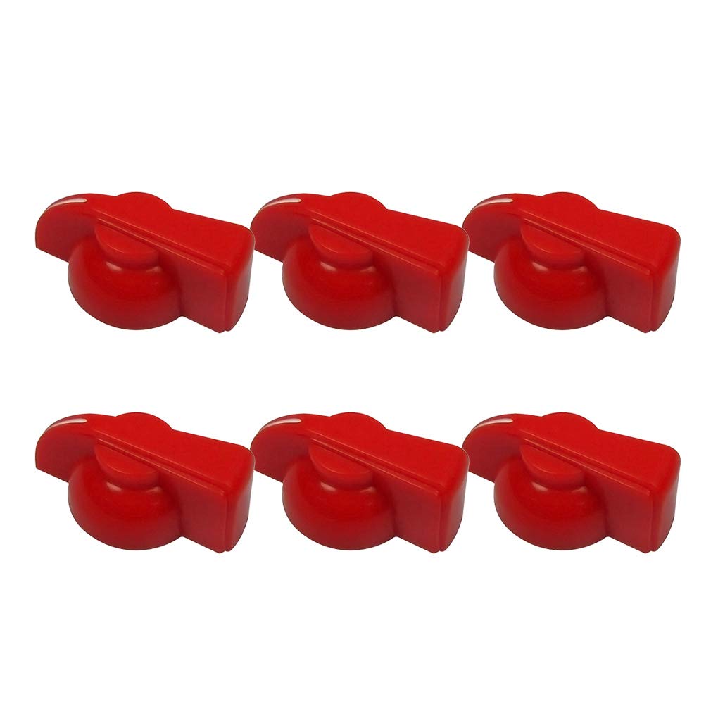 FLEOR 6pcs Red Plastic Guitar Amp Knobs Big Size Chicken Head Guitar Effect Pedal Knobs