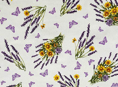 Tessuto Provenzale Fantasia Lavanda e Farfalle su