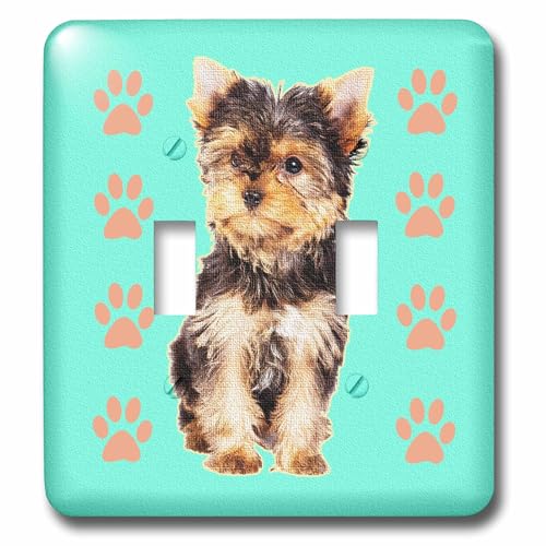 Double interrupteur Yorkie 3dRose lsp_212720_2 avec décor de tasse à thé
