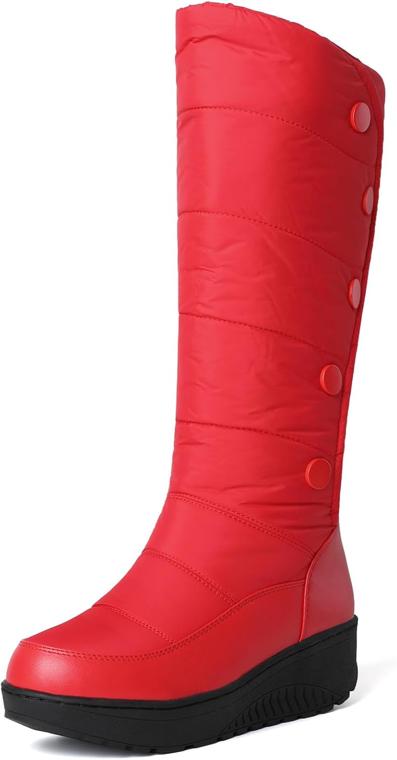 YTINGNICE Women's Winter Warm Thick Sole High Tube Snow Boots,Women's Winter Knee high Boots Waterproof Rain Warm Fur Lined Platform Fashion Tassel Snow Boot (Black,Women-US-7)