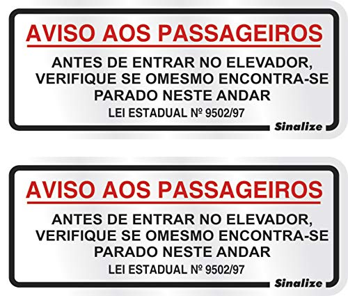 Placa em Aluminio 15X15 - Aviso aos Passageiros - Lei Estadual 9502/97, SINALIZE, 120BK, Prata