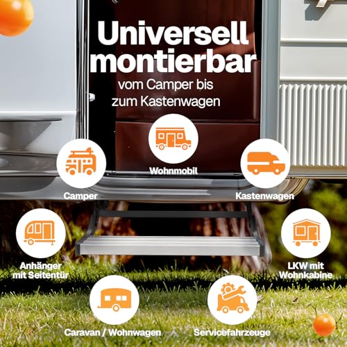farosun Marchepied Double – Marchepied Pliable à 2 marches pour Caravane 55 x 21 x 29 cm, escalier Stable en Aluminium pour Camping-Car, antidérapant, résistant aux intempéries, jusqu'à 200 kg – vue 5