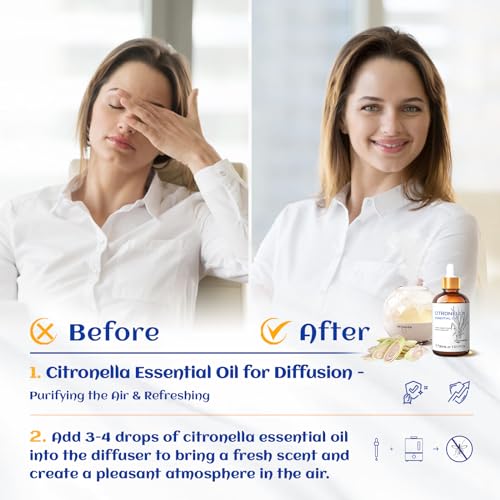 Image of HIQILI 1 Fl Oz Citronella Essential Oil, 100% Pure Undiluted for Aromatherapy Diffuser for Home - 30ML