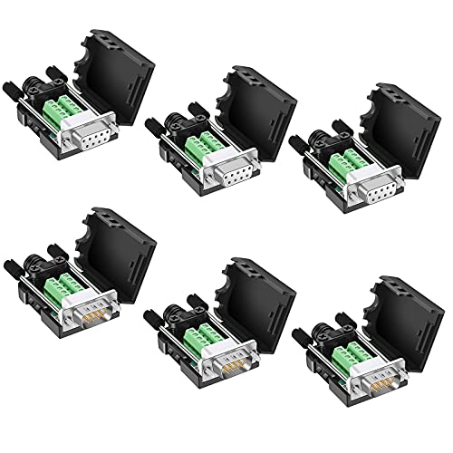 Connecteur DB9 sans soudure RS232 D-SUB mâle et femelle avec boîtier lot de 6
