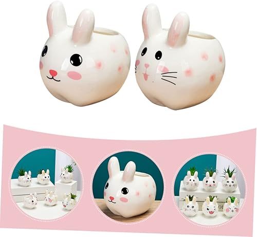 Miniatura 9 de Yardwe Macetero para plantas de interior, macetas pequeñas, macetas para suculentas, mini soporte para conejo, maceta de conejo, maceta para el