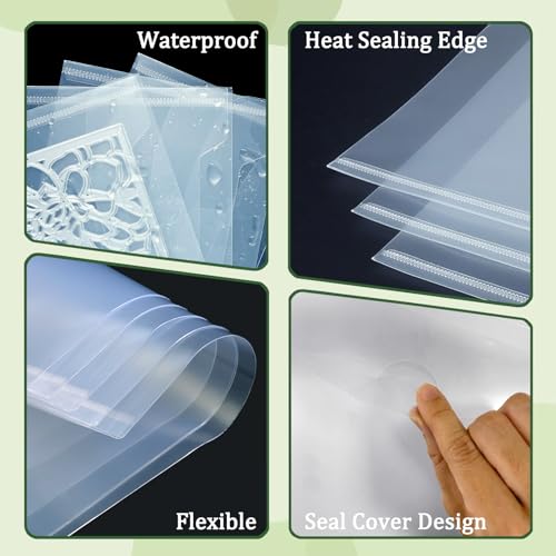Image of Hukado 10-Pack 12x12 Scrapbook Paper Storage Bag with Color Tabs | Upgraded Wider Side Clear Vinyl Organizer with Handle, Portable Paper Organizer for Cardstock, Vinyl & Craft Supplies